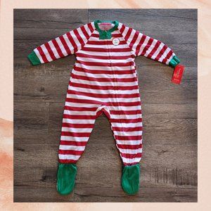 Santa's Little Helper Full Zip Footy Pajama Jumpsuit